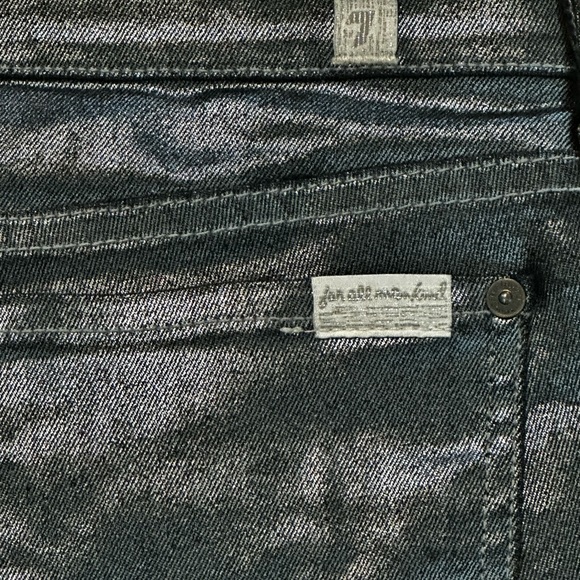 7 For All Mankind The Skinny Liquid Metallic Blue Gray Pewter Jeans USA Size 29 - Picture 5 of 9